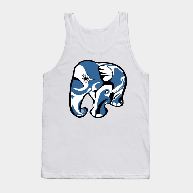 Indo Elephants Blu Tank Top by GR8DZINE